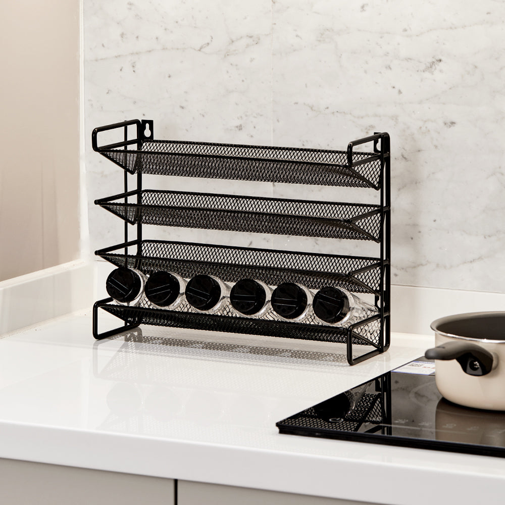 Black 4 Tier Metal Spice Rack Organizer