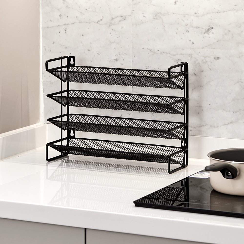 Black 4 Tier Metal Spice Rack Organizer