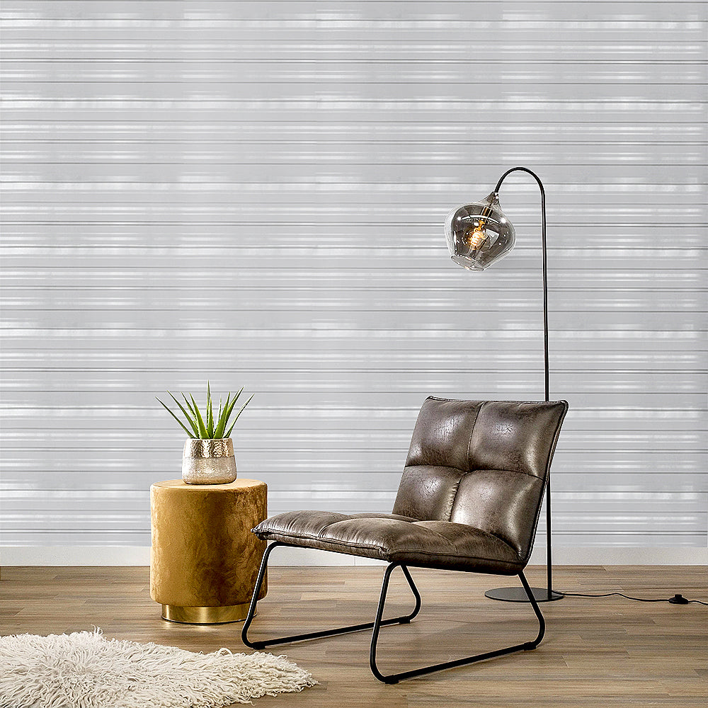 Modern Metallic Silver and Grey Striped Wallpaper
