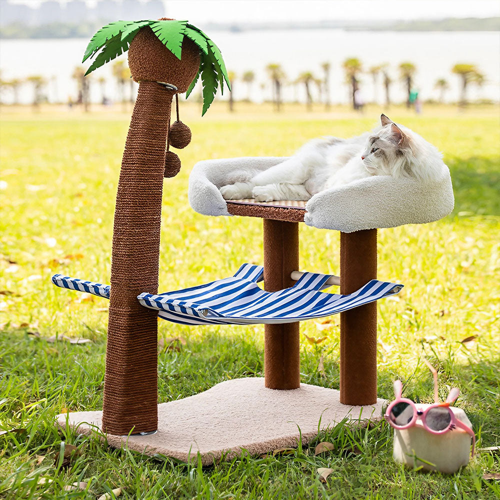 Brown Coconut Cat Tree with Hammock
