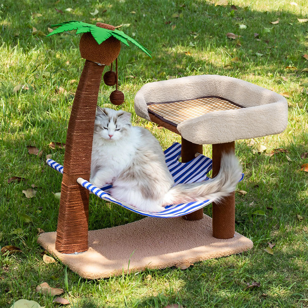 Brown Coconut Cat Tree with Hammock