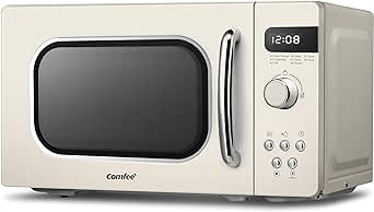 White 800W 20L Retro Microwave Oven with LED Display