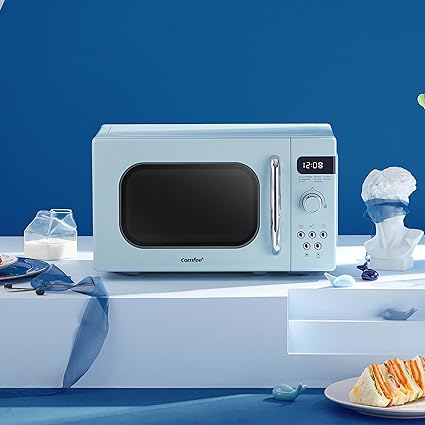 Pastel Green 800W 20L Retro Microwave Oven with LED Display