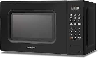 Black 700W 20L Countertop Microwave Oven with LED Display