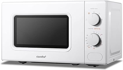 White 700W 20L Countertop Microwave Oven with Dual Knob