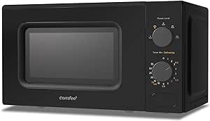 Black 700W 20L Countertop Microwave Oven with Dual Knob
