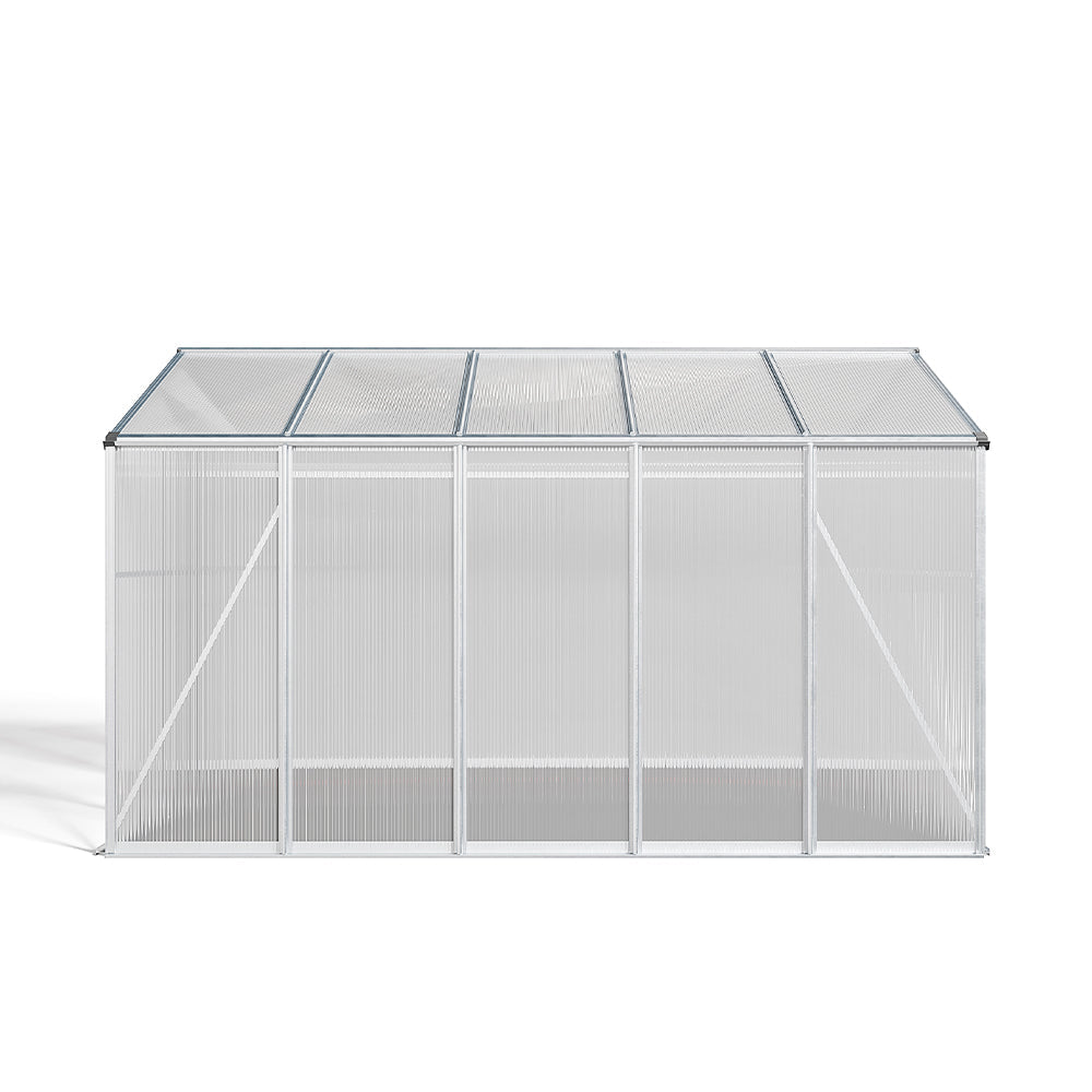 10ft x 6ft Greenhouse Polycarbonate Aluminium Greenhouse with Window and Sliding Door
