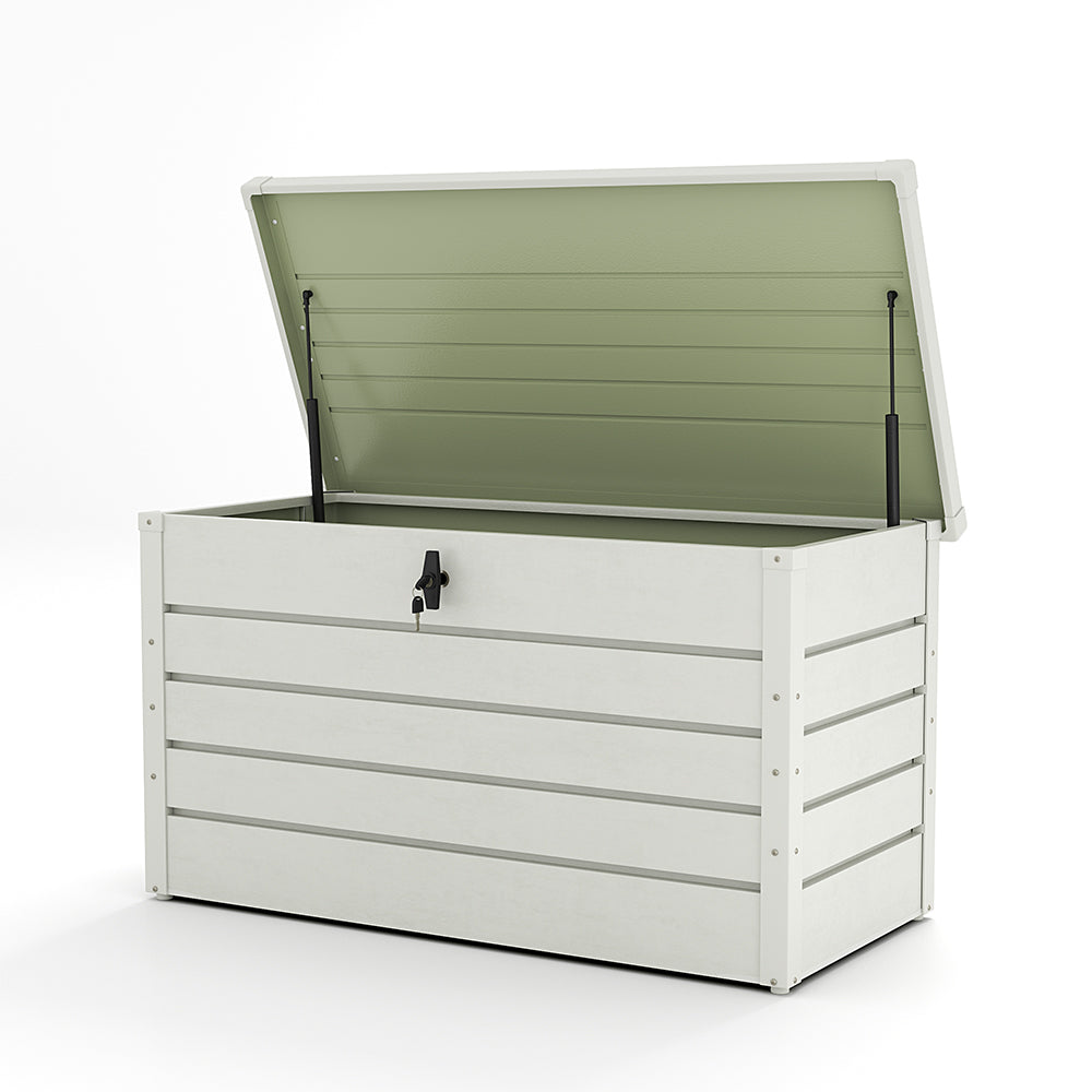 120CM Garden Storage Box Chest Lockable Tool Organizer White