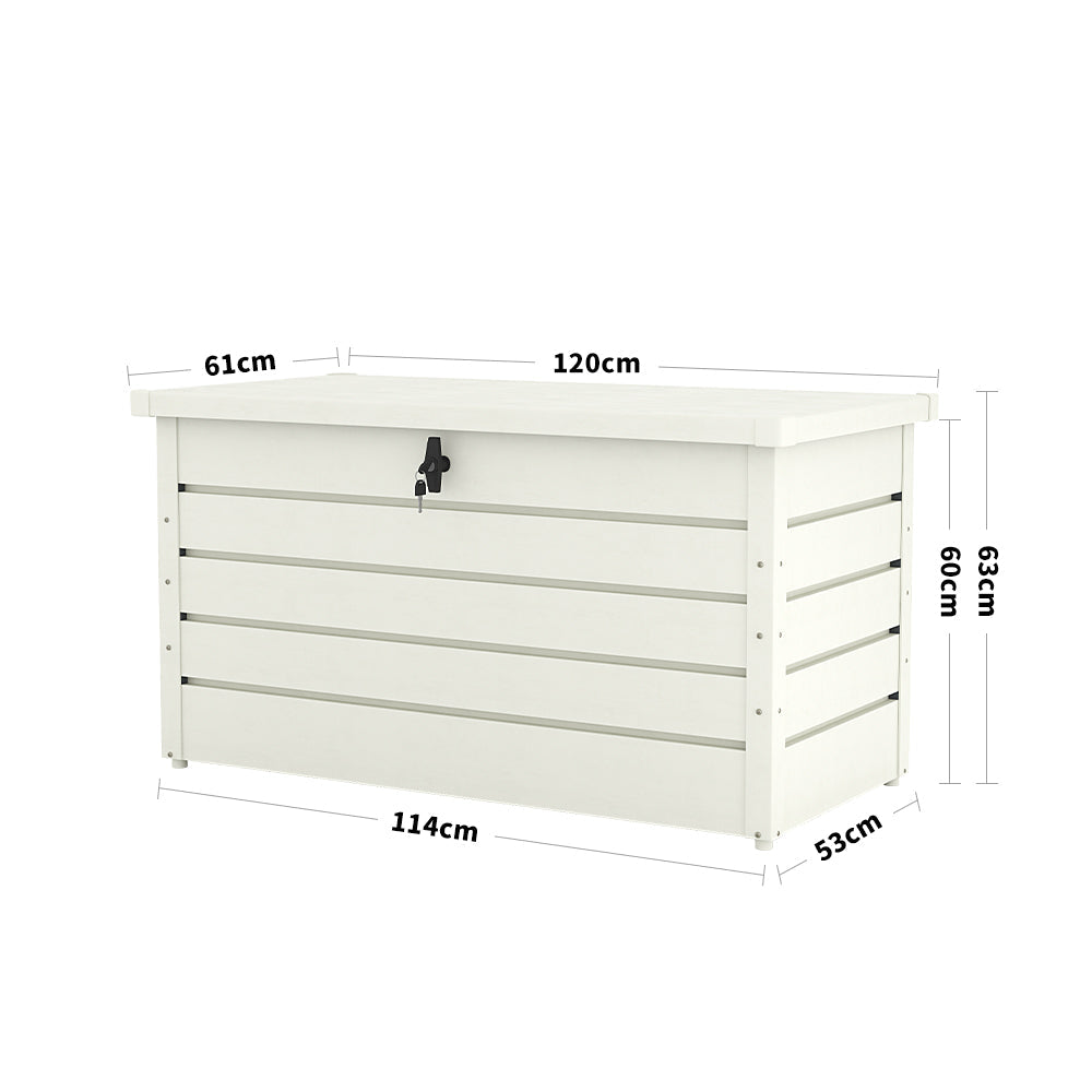 120CM Garden Storage Box Chest Lockable Tool Organizer White
