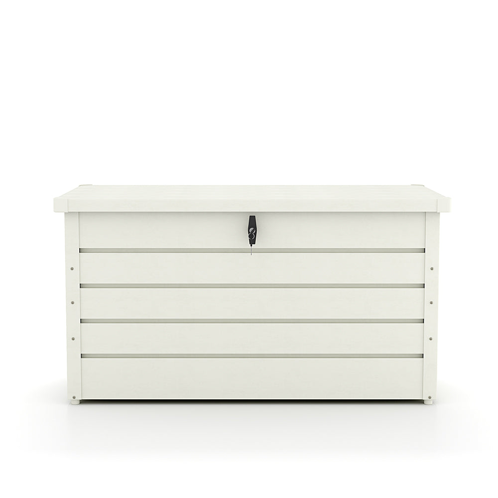 120CM Garden Storage Box Chest Lockable Tool Organizer White