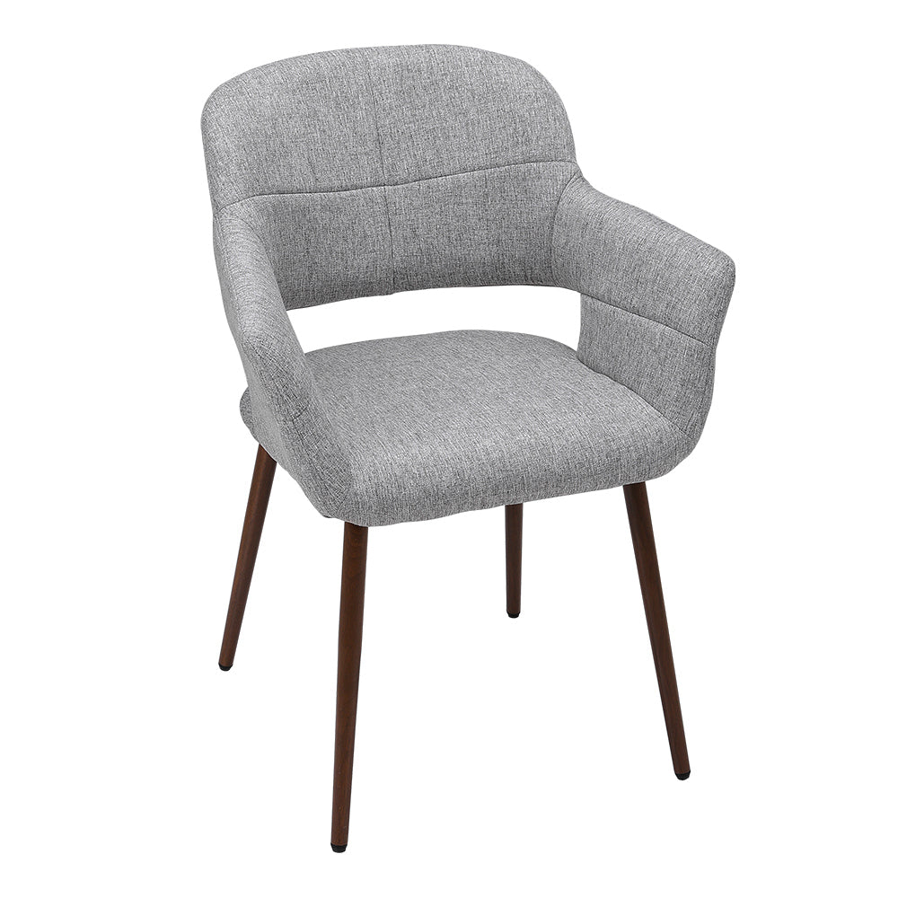 Set of 2 Linen Dinning Chair with Metal Legs