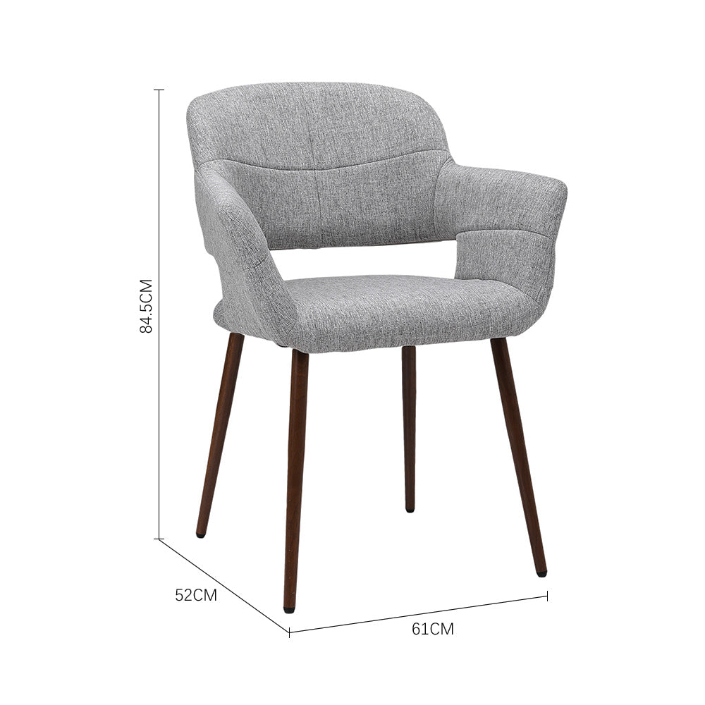 Set of 2 Linen Dinning Chair with Metal Legs