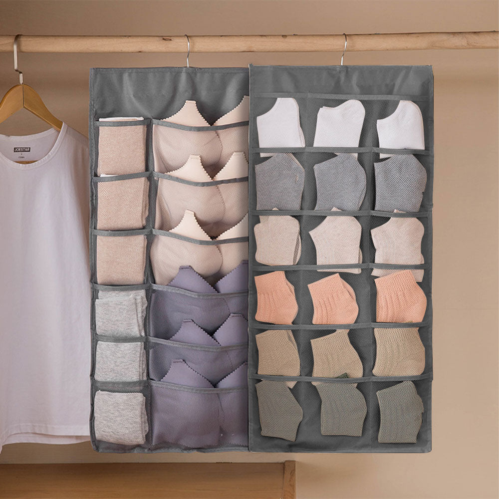 Versatile Double Sided 30 Pockets Fabric Hanging Storage Bag