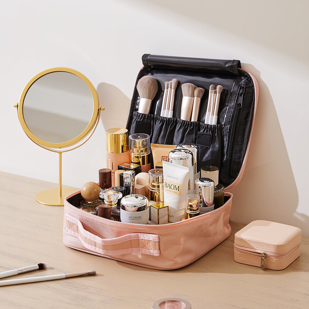Pink Portable Waterproof Travel Makeup Bag