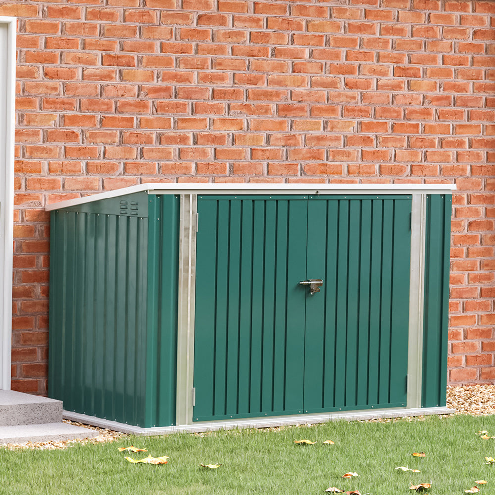 Heavy Duty Steel Bicycle Debris Storage Shed, Green
