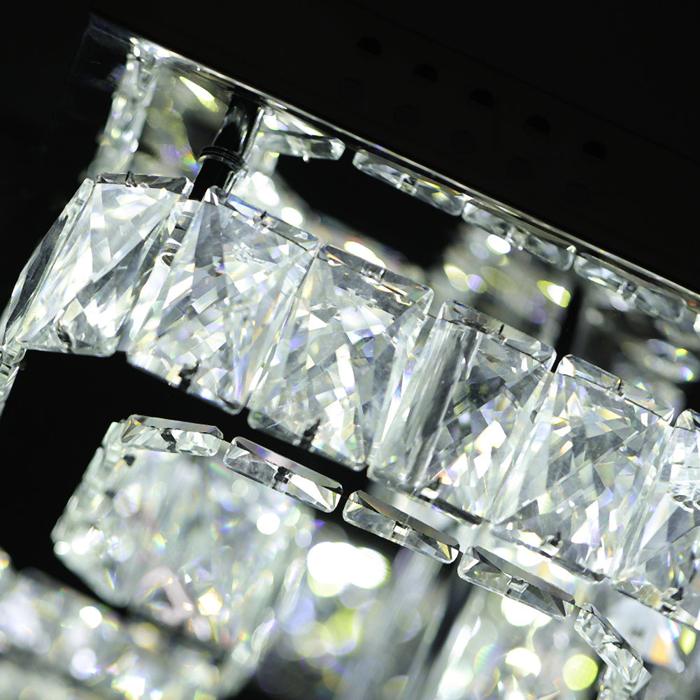 50CM Square LED Crystal Pendant Ceiling Light, Dimmable Light