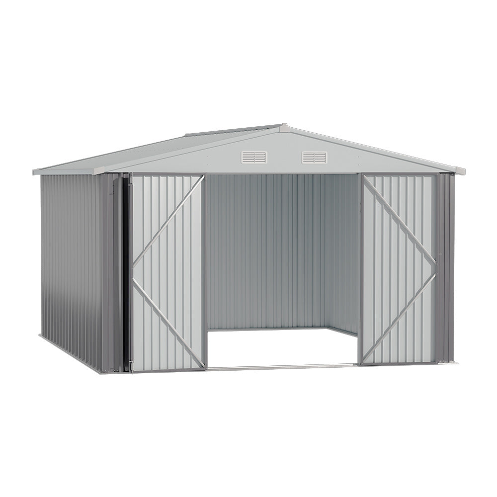 Grey 305cm Outdoor Garden Metal Storage Shed