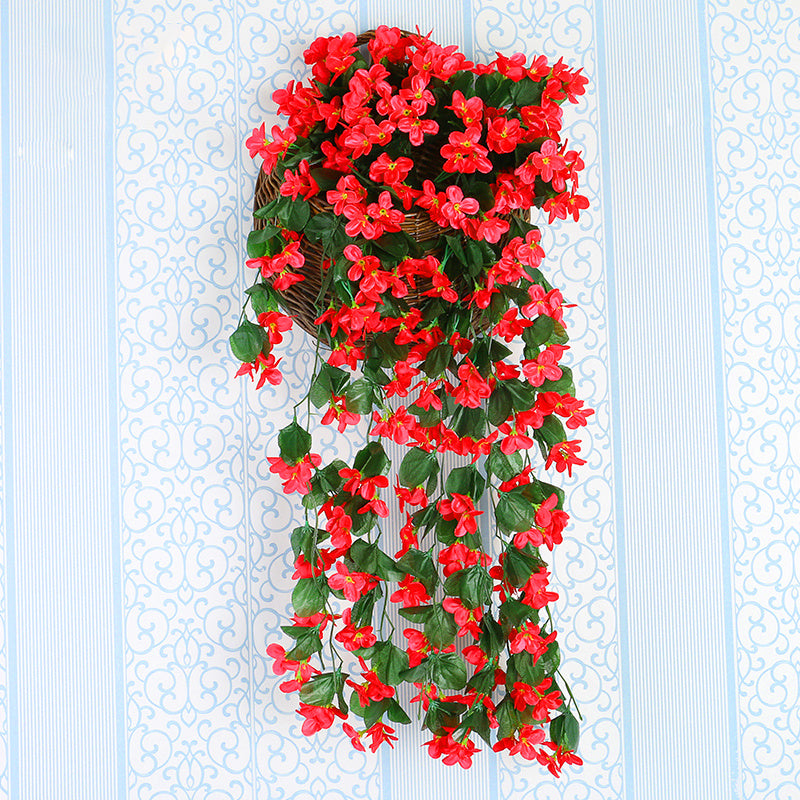 Wall Hanging Fake Flower Violet Window Balcony Decoration,Red