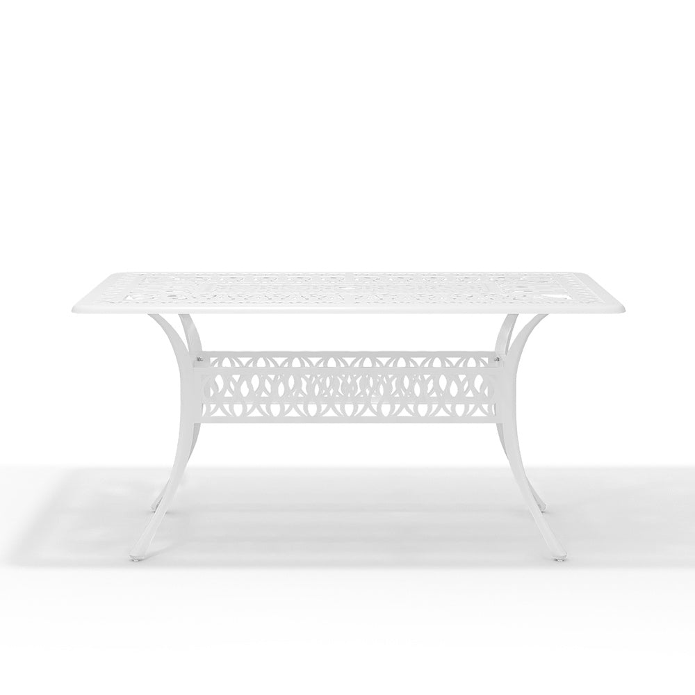 Outdoor Rectangular White Cast Aluminum Garden Bistro Table