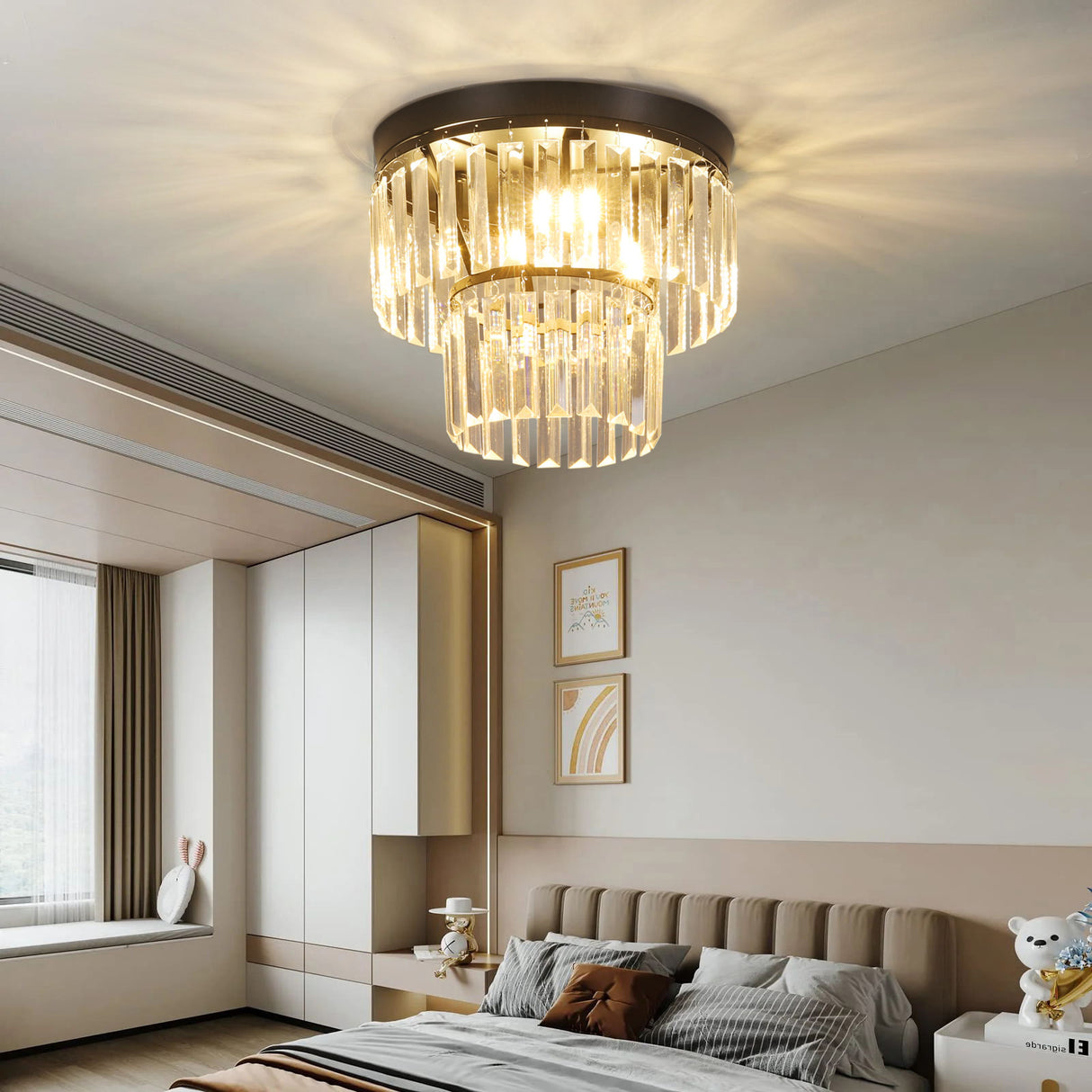 Modern Black 30x20cm Crystal LED Ceiling Light