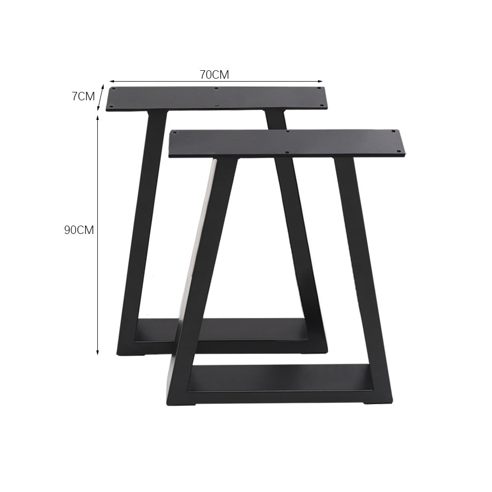Set of 2 Metal Table Bench Legs Frames Trapezium with Top Steel Base Stands, 70x90CM