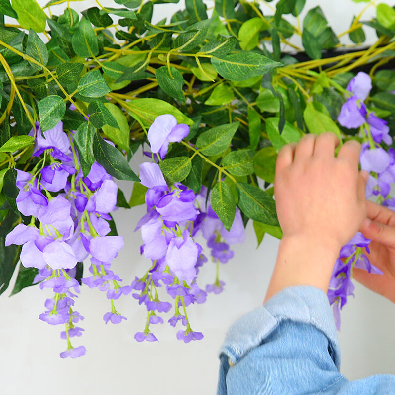 Purple Artificial Wisteria Flowers Fake Garland Wall Decoration