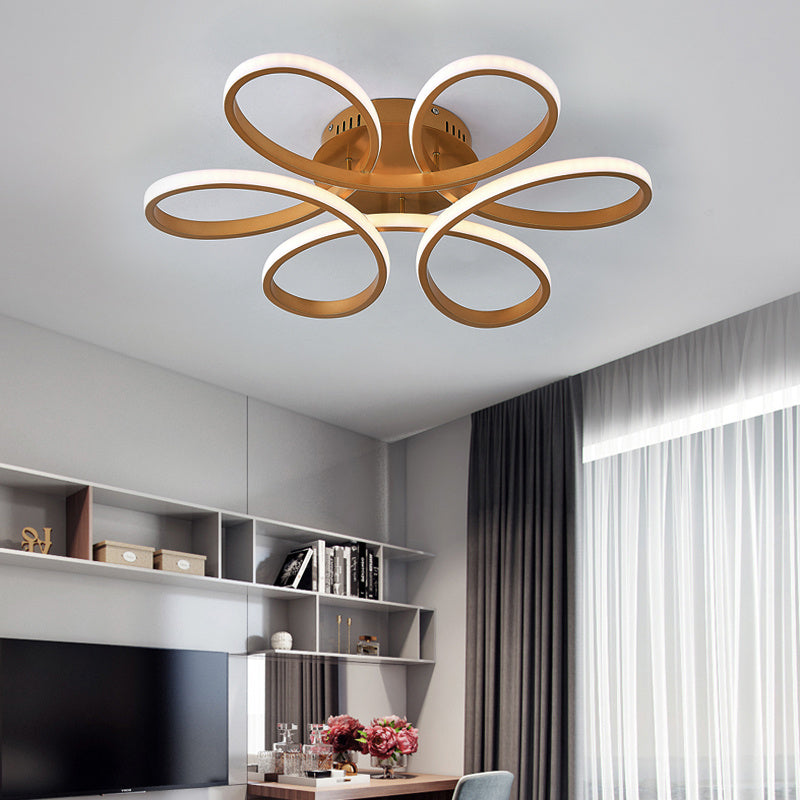 Modern Petal LED Ceiling Light, Gold 74CM Cool White