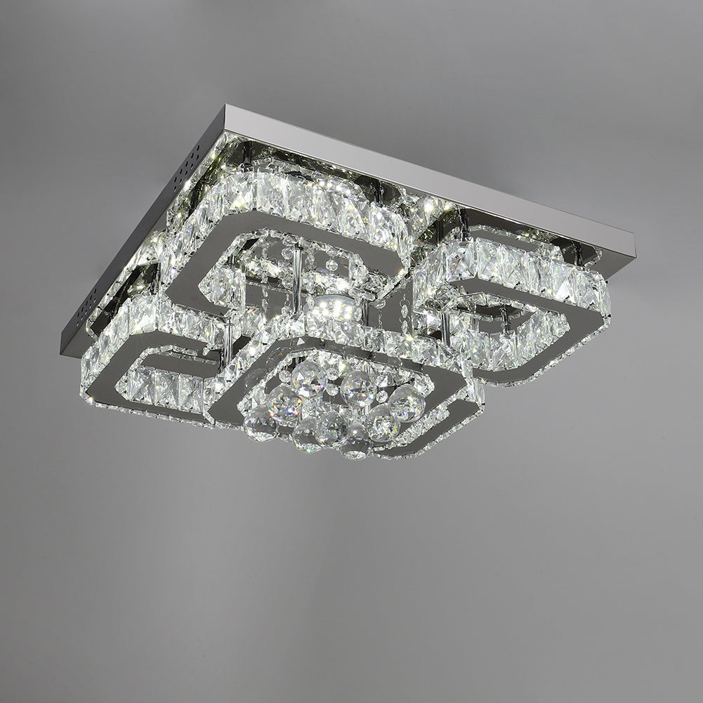 50CM Square LED Crystal Pendant Ceiling Light Cool White