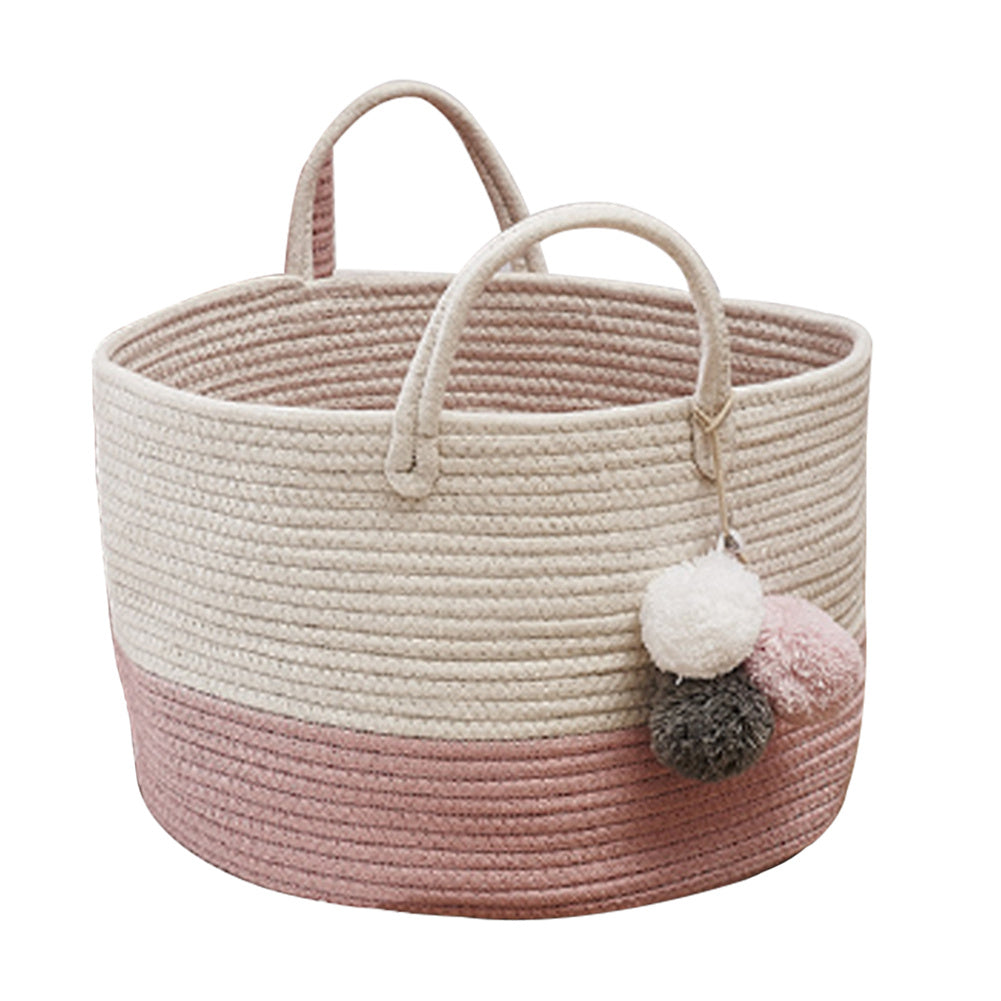 90L Linen Laundry Basket Hamper Organizer,Pink