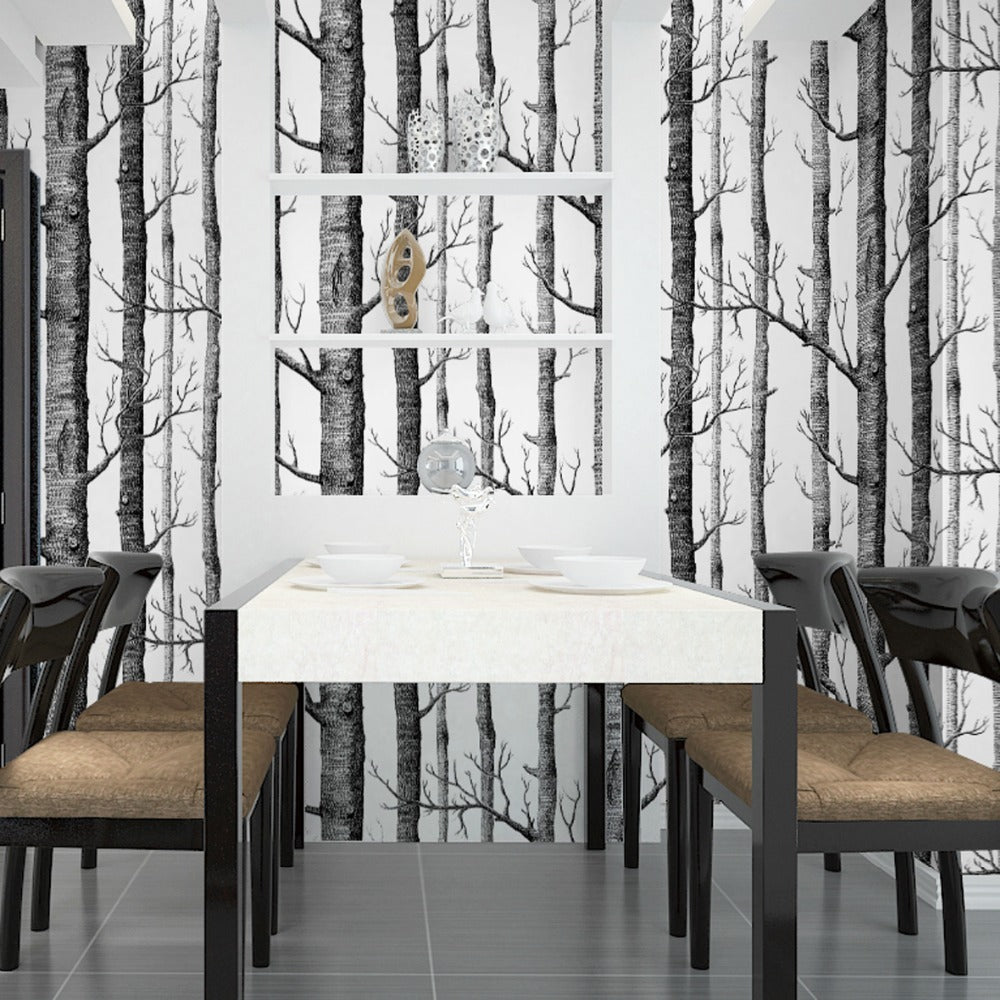 3D White Birch Tree Art Effect Wall Sticker 10M Wallpaper Roll DIY Home Decor