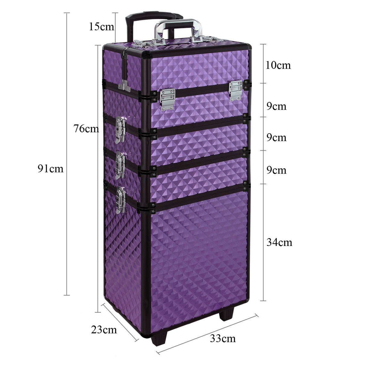 Purple 4 in 1 Professional Cosmetic Makeup Train Case