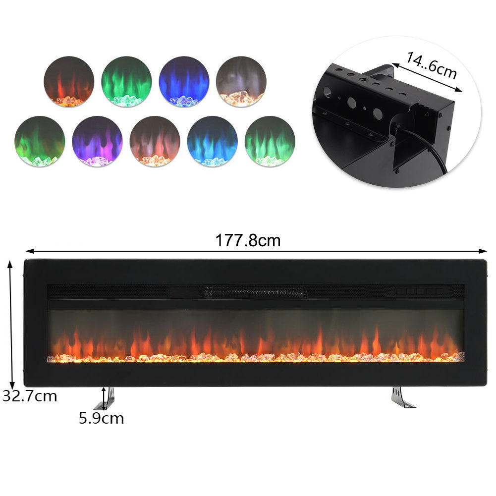 LED Electric Wall Fireplace 9 Flame Colours with Freestanding Leg, Black 70inch