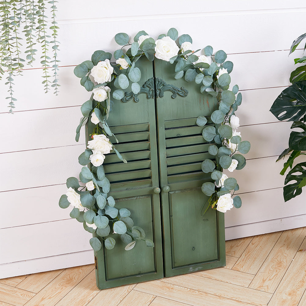 185cm Artificial Rose Eucalyptus Garland Vine Wall Hanging Decor