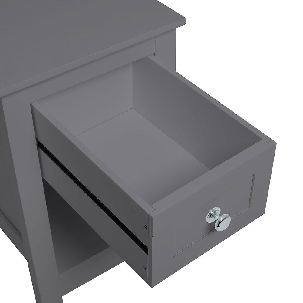 Small Wooden Beaside Table Cabinet with Drawer Shelf Storage, Grey
