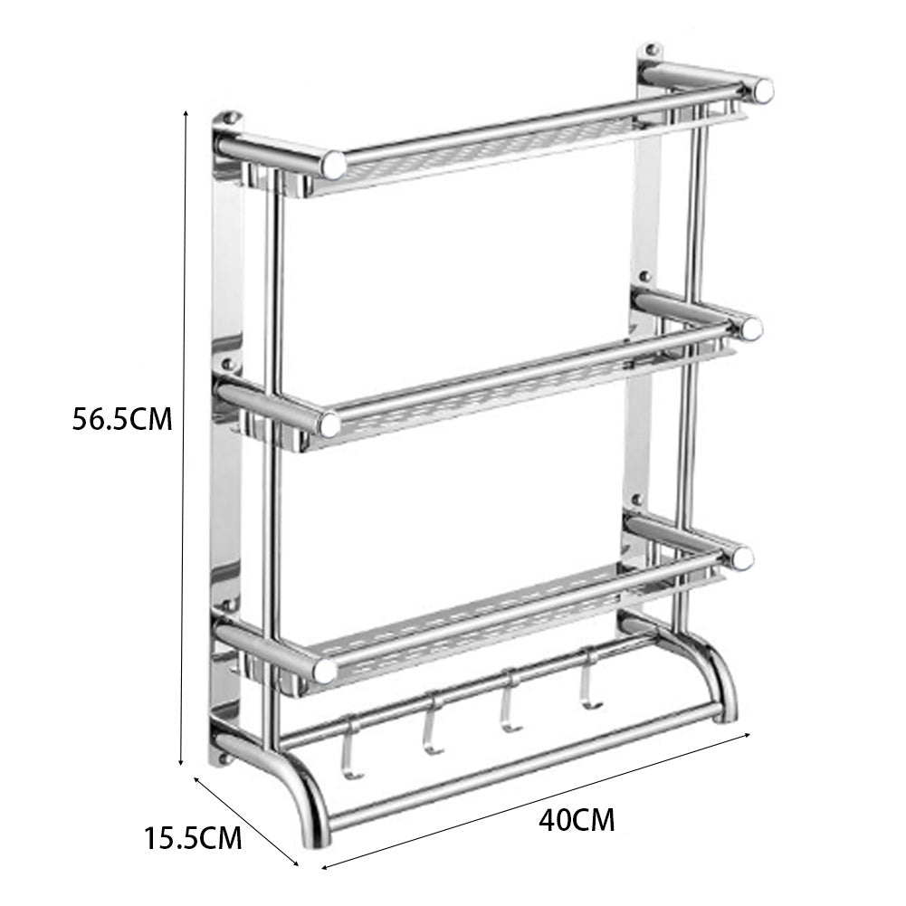 3 Tier Wall Storage Rack with Hook for Bathroom