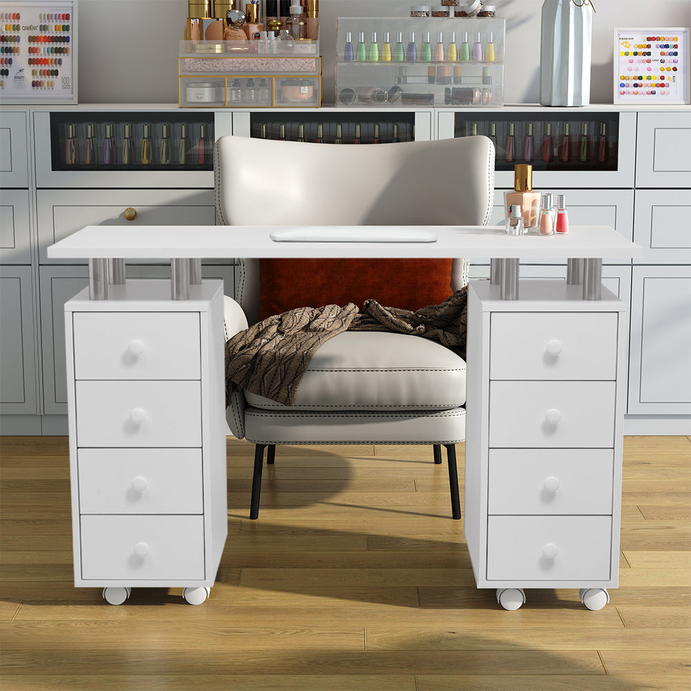 White 8Drawer Manicure Nail Table Salon Beauty Station