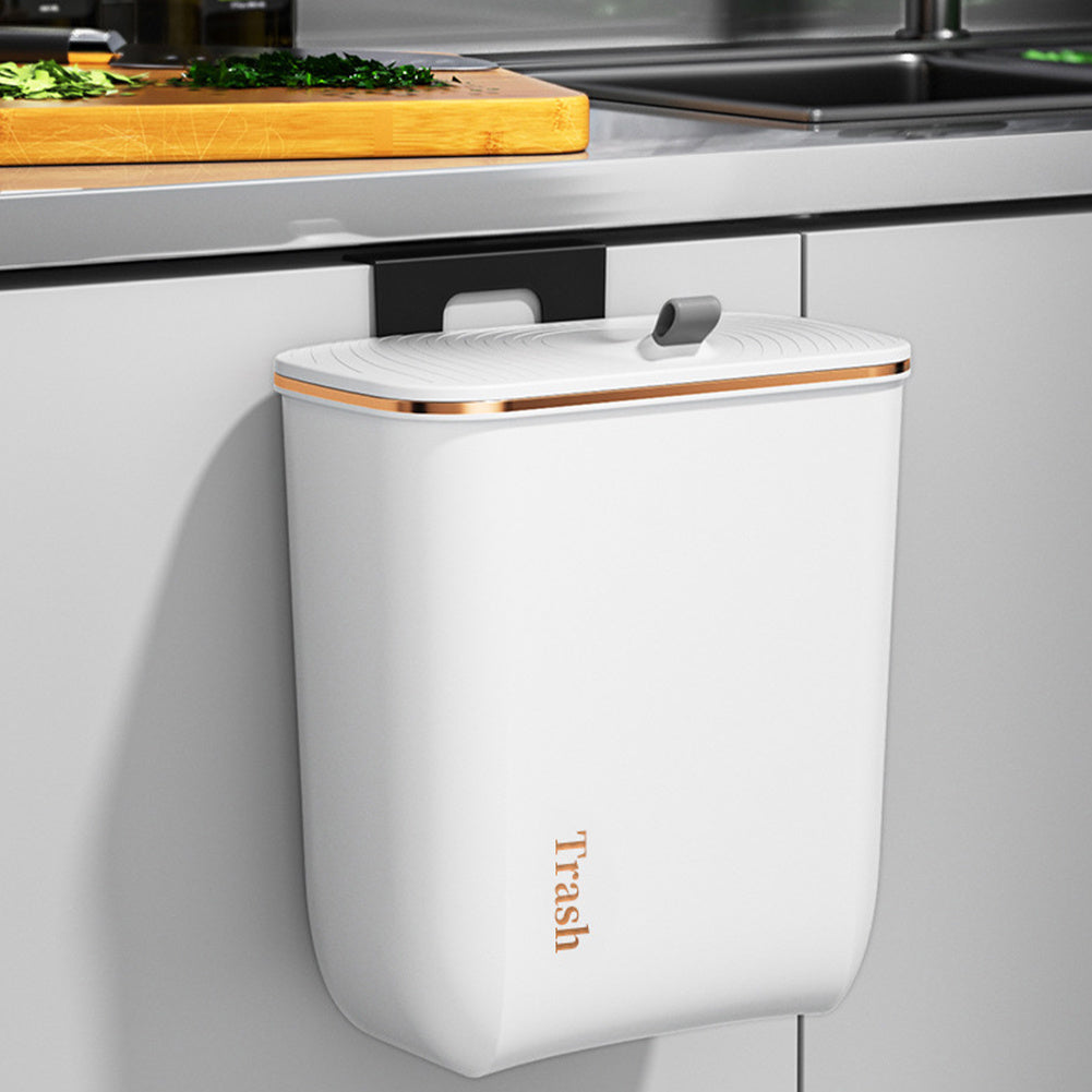 Pearl White 30cm Kitchen Bathroom Hanging Waste Bin with Lid