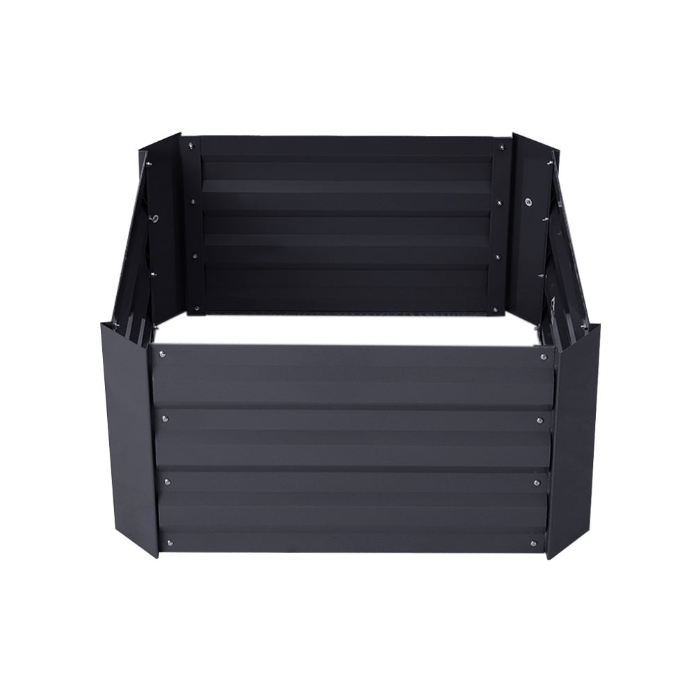 Charcoal Black 100cm W Galvanized Steel Square Raised Garden Bed Planter Box
