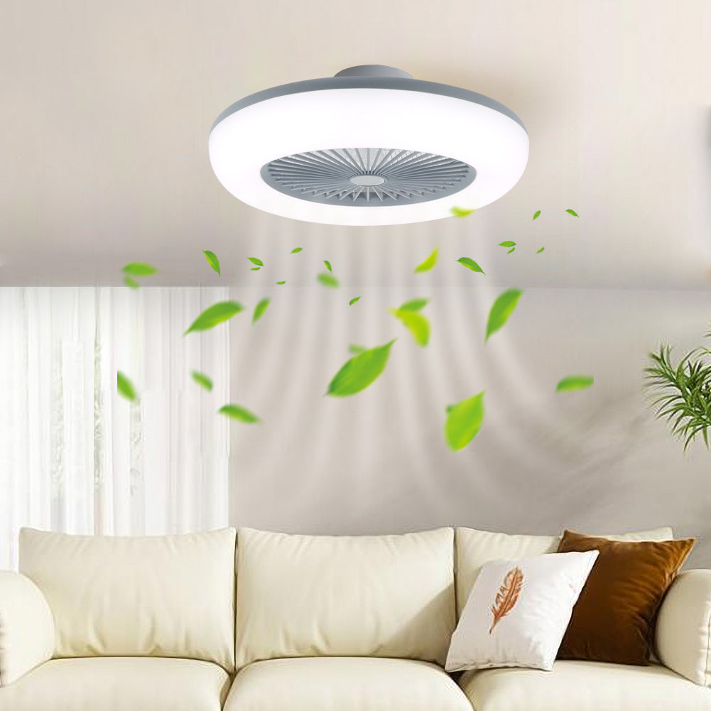 5 Blades LED Light Ceiling Fan Adjustable 3 Speed Dimmable APP Remote Controlled Grey