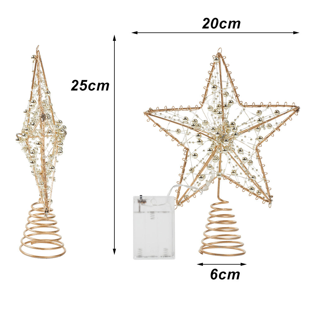 Metal Star Christmas Tree Topper with Beads
