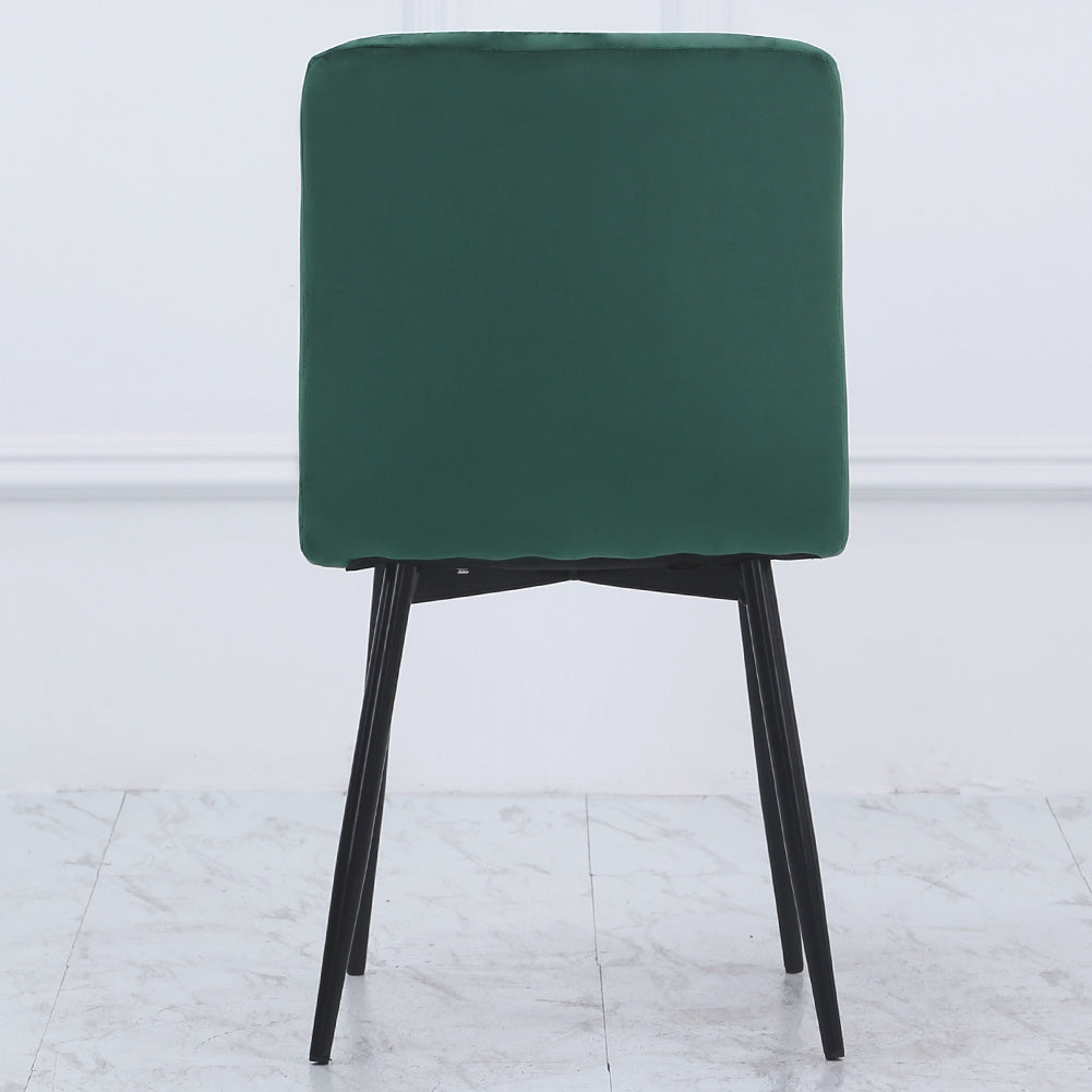 Set of 4 Matte Velvet Padded Dining Chairs, Green
