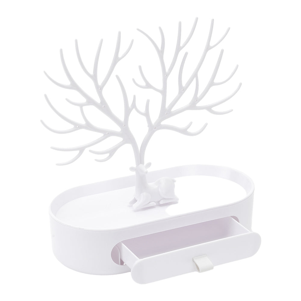 White Plastic Antlers Tree Jewelry Organizer Stand