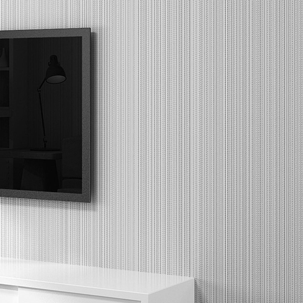 Modern Grey Striped Embossed Non Woven Wallpaper