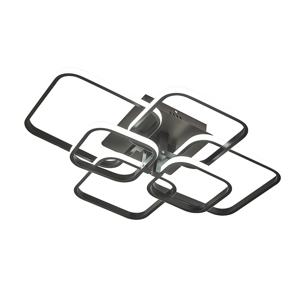 Modern Square LED Ceiling Light, Black Frame6 Head Cool White