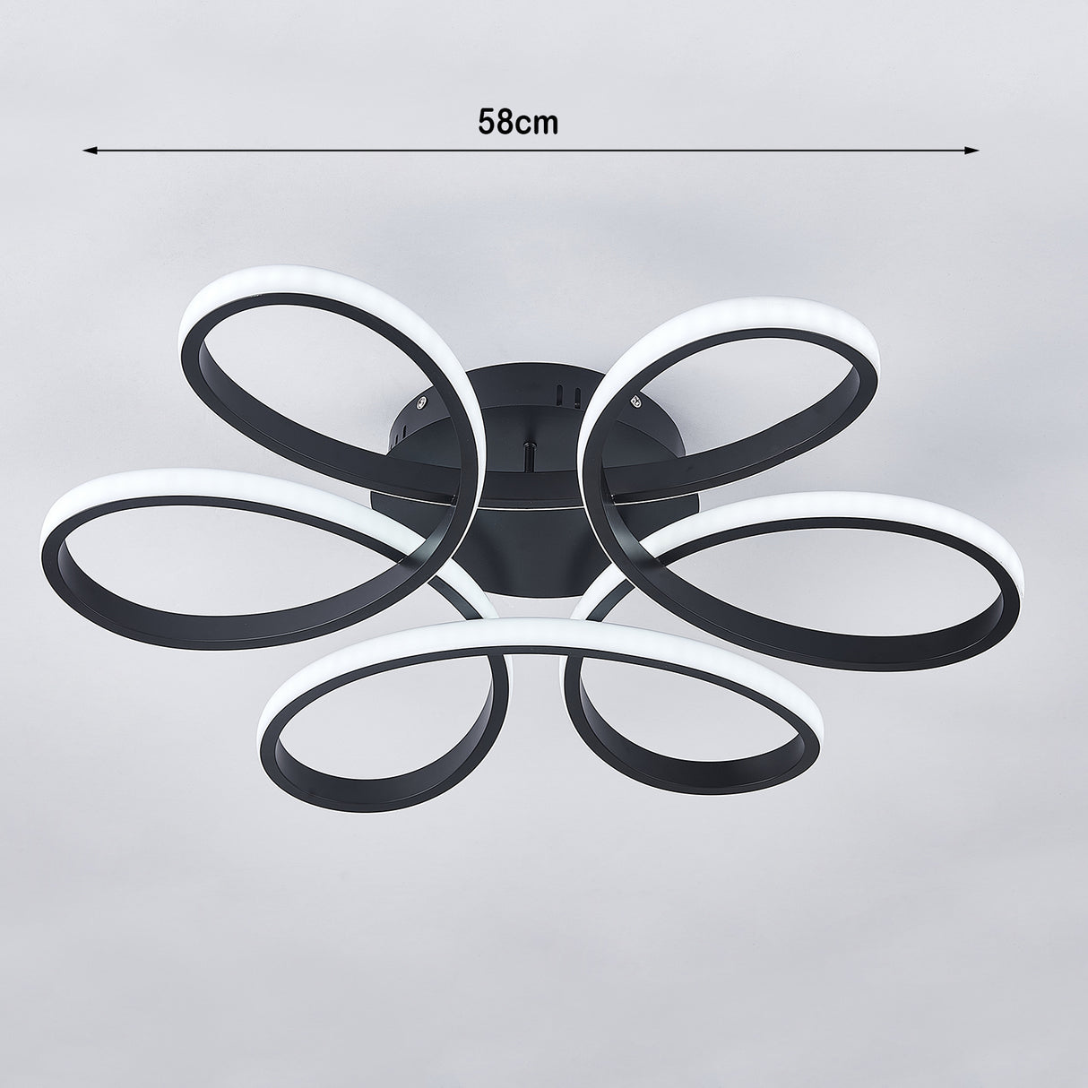 Modern Petal LED Ceiling Light Black 58CM Cool White