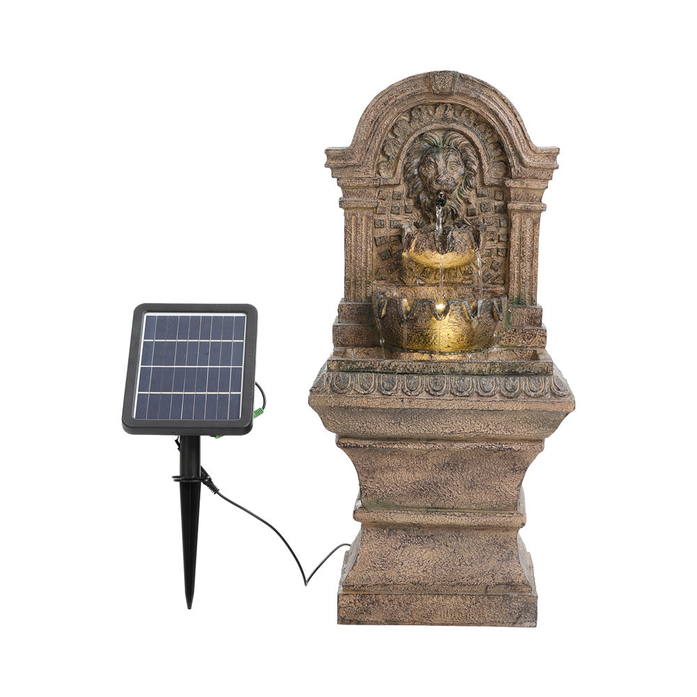 Outdoor Solar Powered Lion Water Fountain Decor