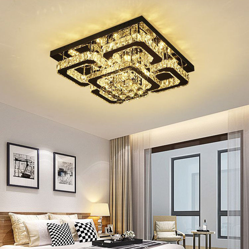 50CM Square LED Crystal Pendant Ceiling Light, Dimmable Light