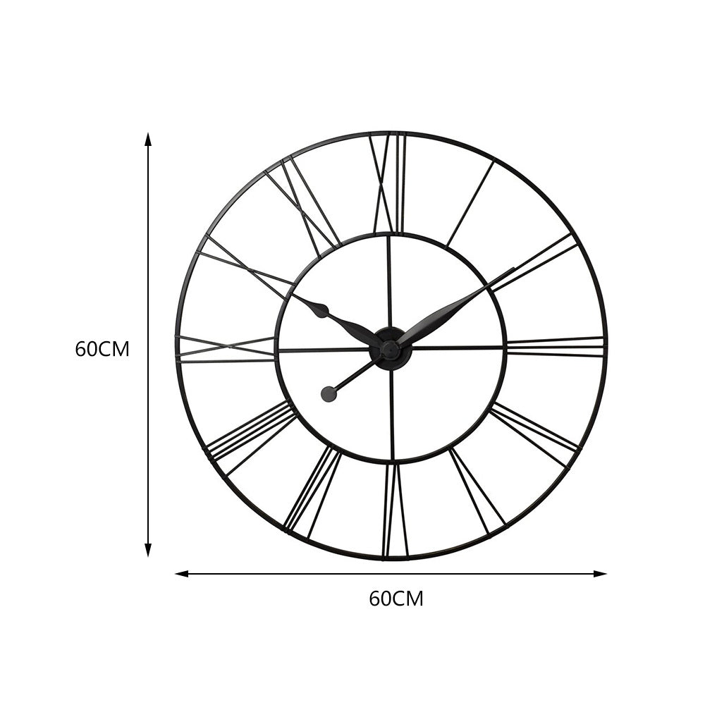 Large Wall Clock Rustic Roman Numeral, Dark Grey 60CM