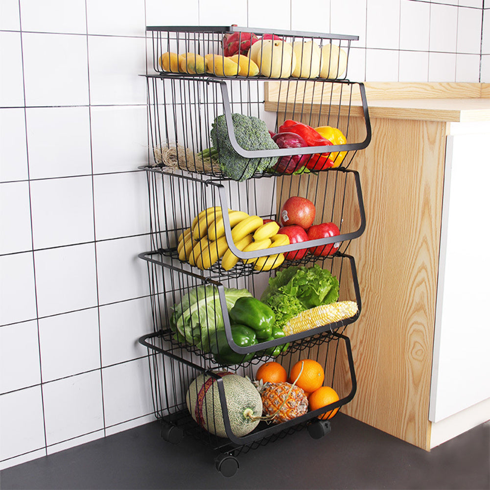 5 Tier Iron Wire Fruit Vegetable Basket Storage Unit