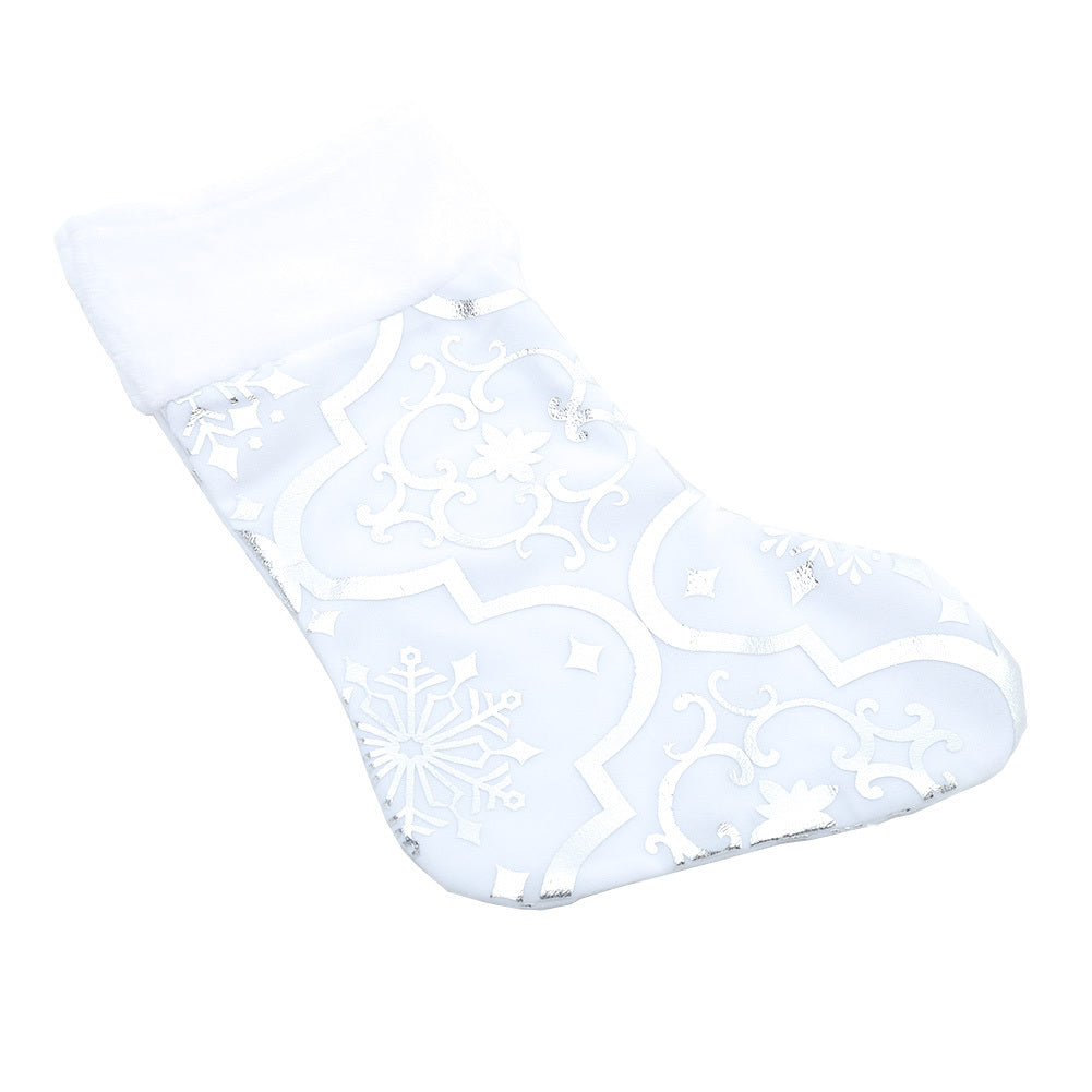 Round Christmas Tree Base Skirt Xmas Ornament with Stocking, White